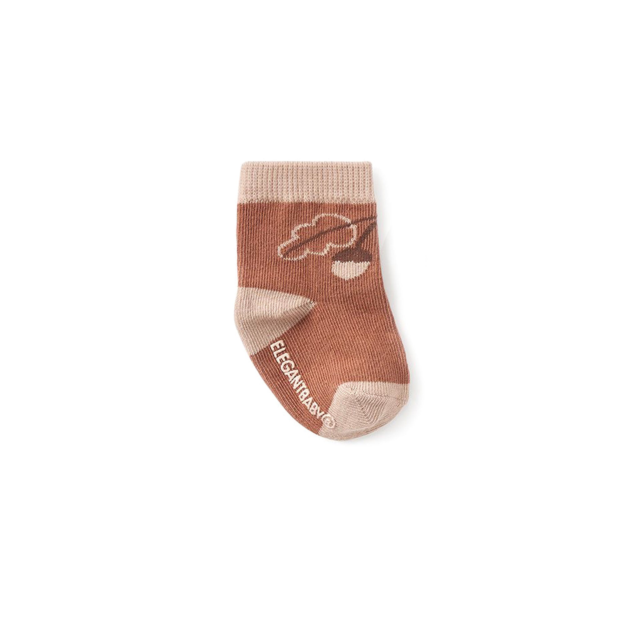 Bear Non-Slip Baby Socks - Acorn