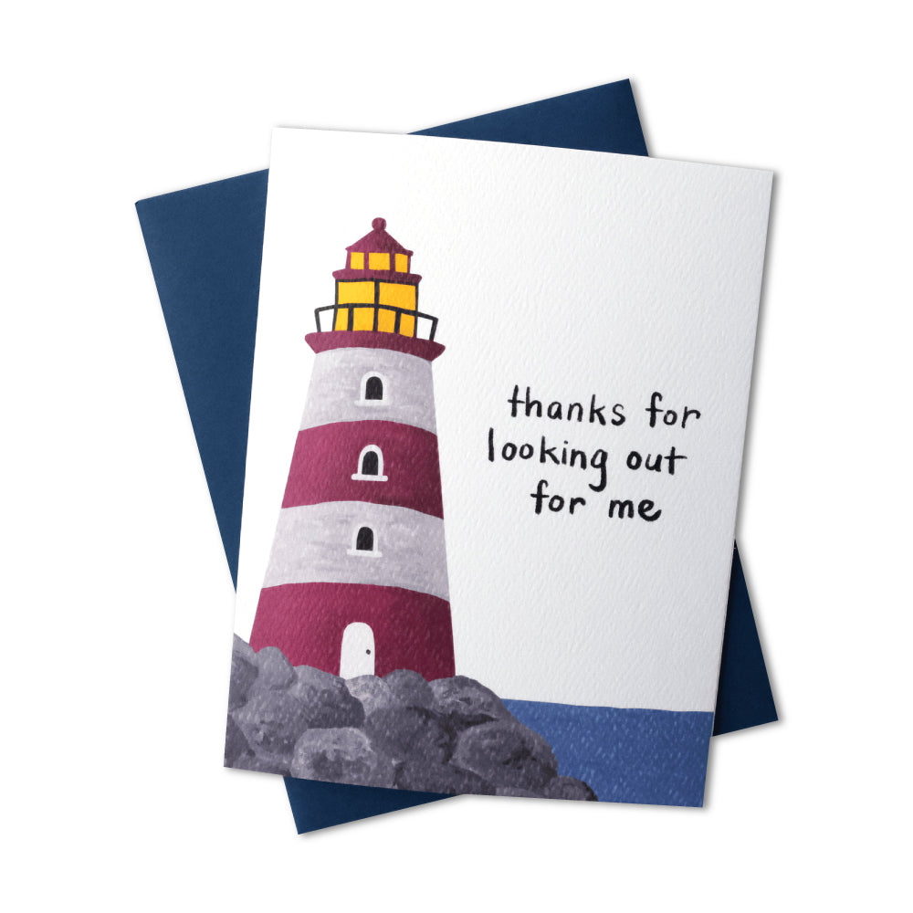 Thanks For Looking Out For Me Lighthouse Greeting Card