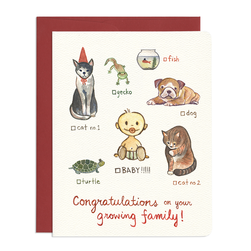 Cat Dog Baby!!! Greeting Card