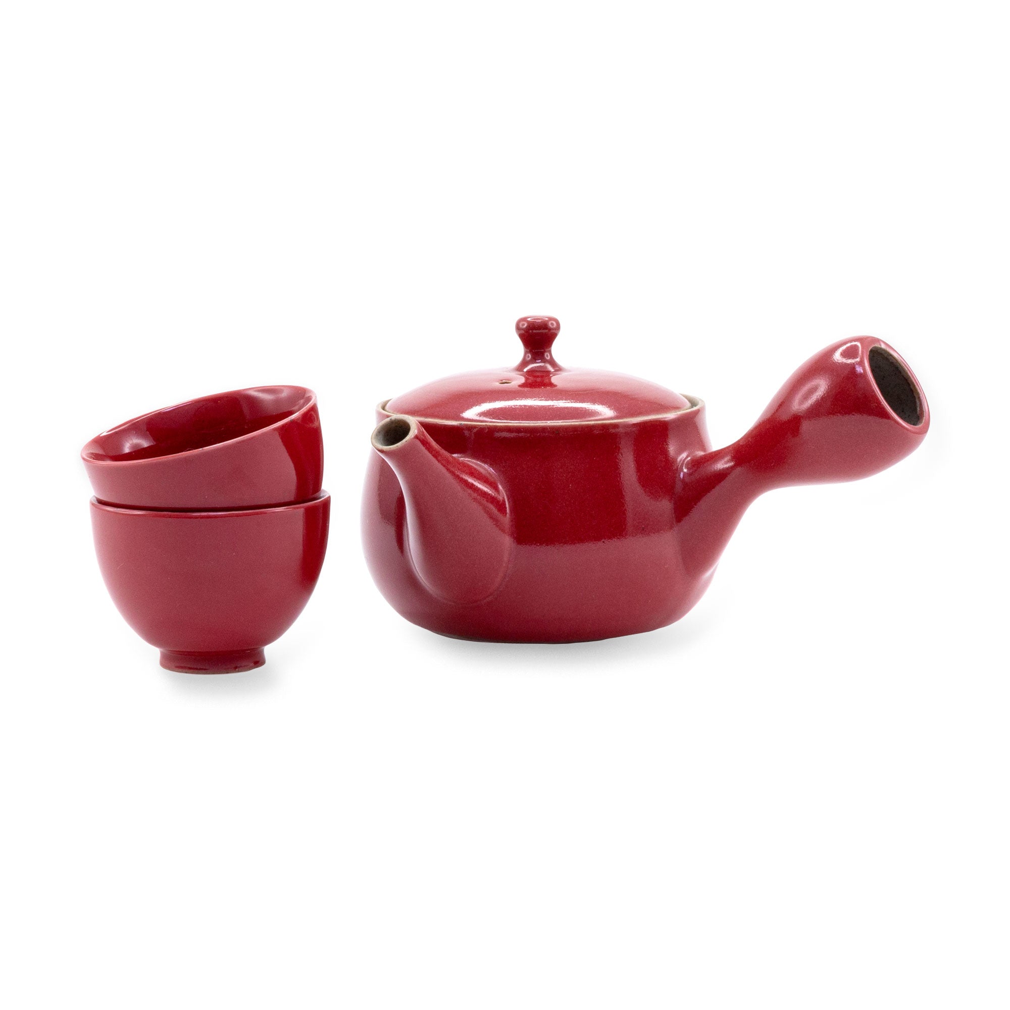 Asiatica - Red Kyusu Teapot with 2 Cups