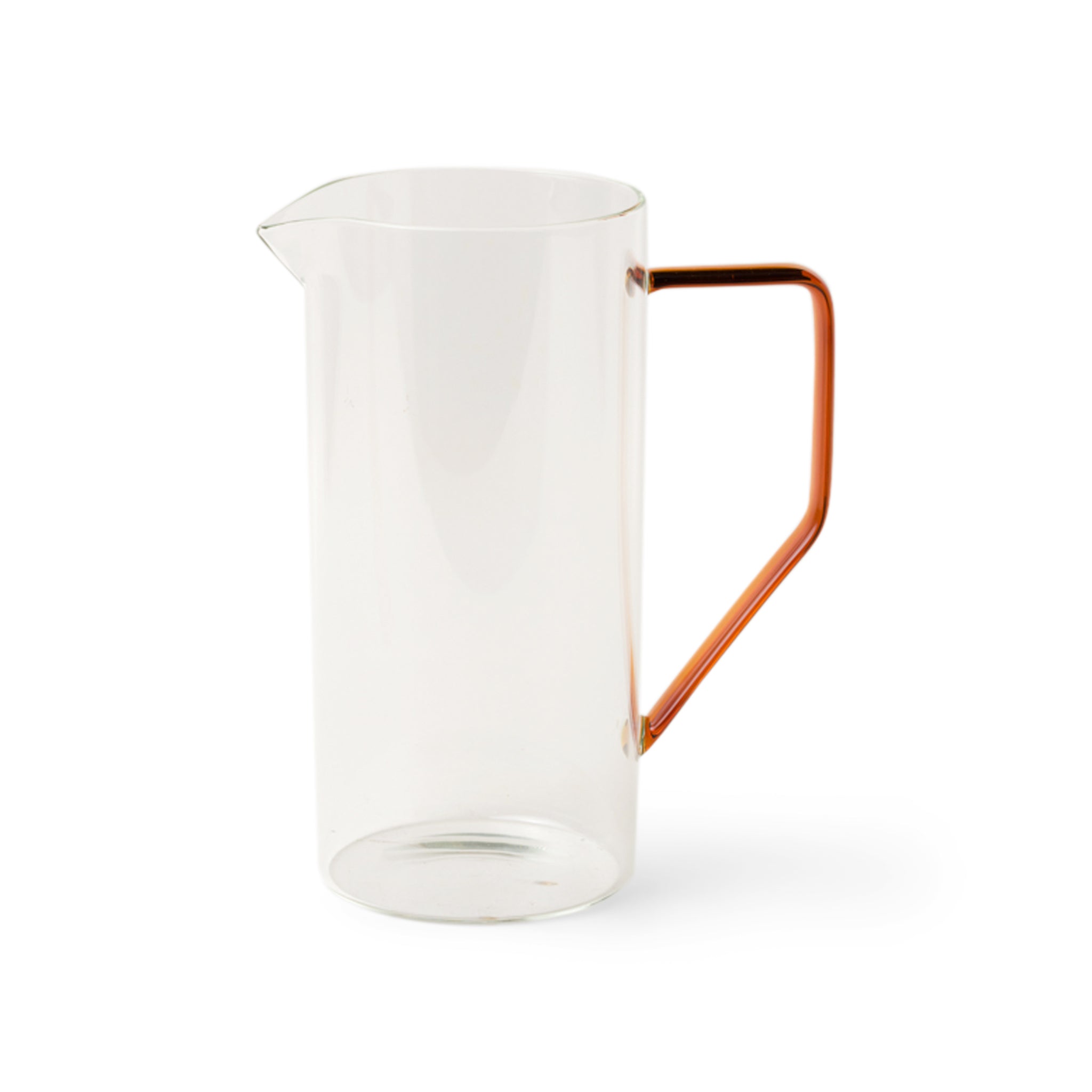 Glass Tea Pitcher - Clear With Amber Handle