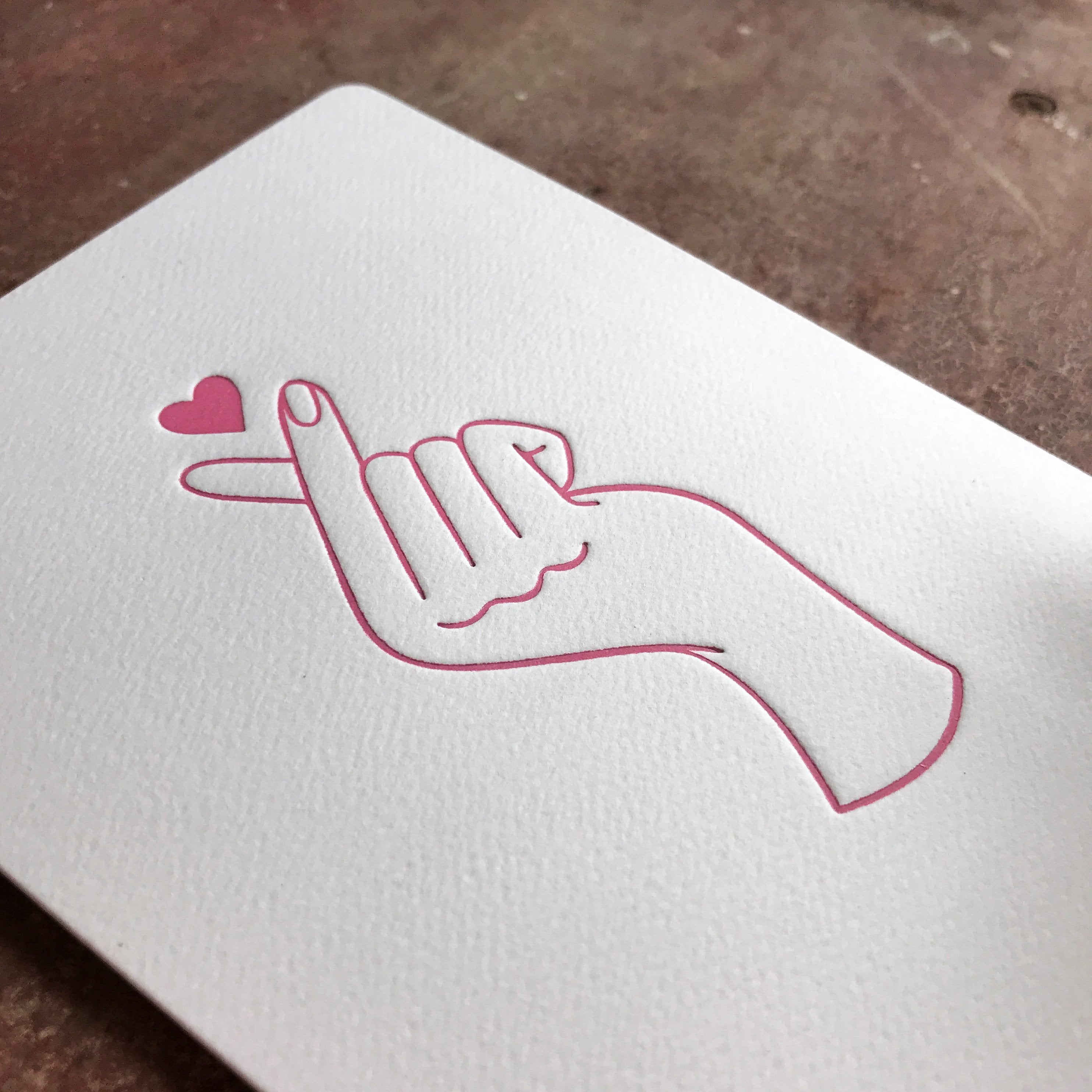 Finger Heart Letterpressed Greeting Card