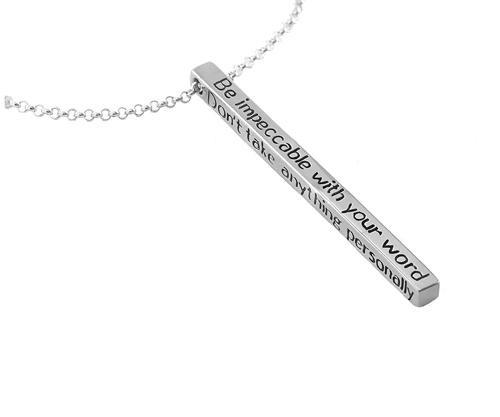 Jewelry Evolution8 - The Four Agreements Bar Necklace in Silver - 16-20&quot;