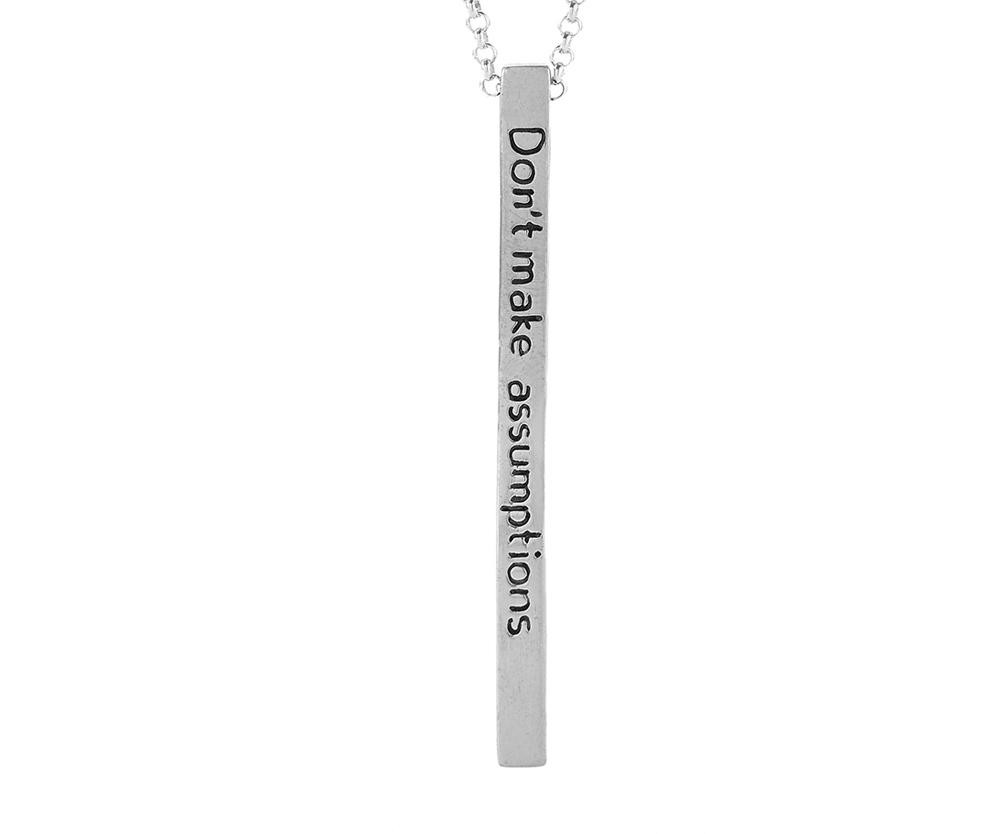 Jewelry Evolution8 - The Four Agreements Bar Necklace in Silver - 20-30&quot;
